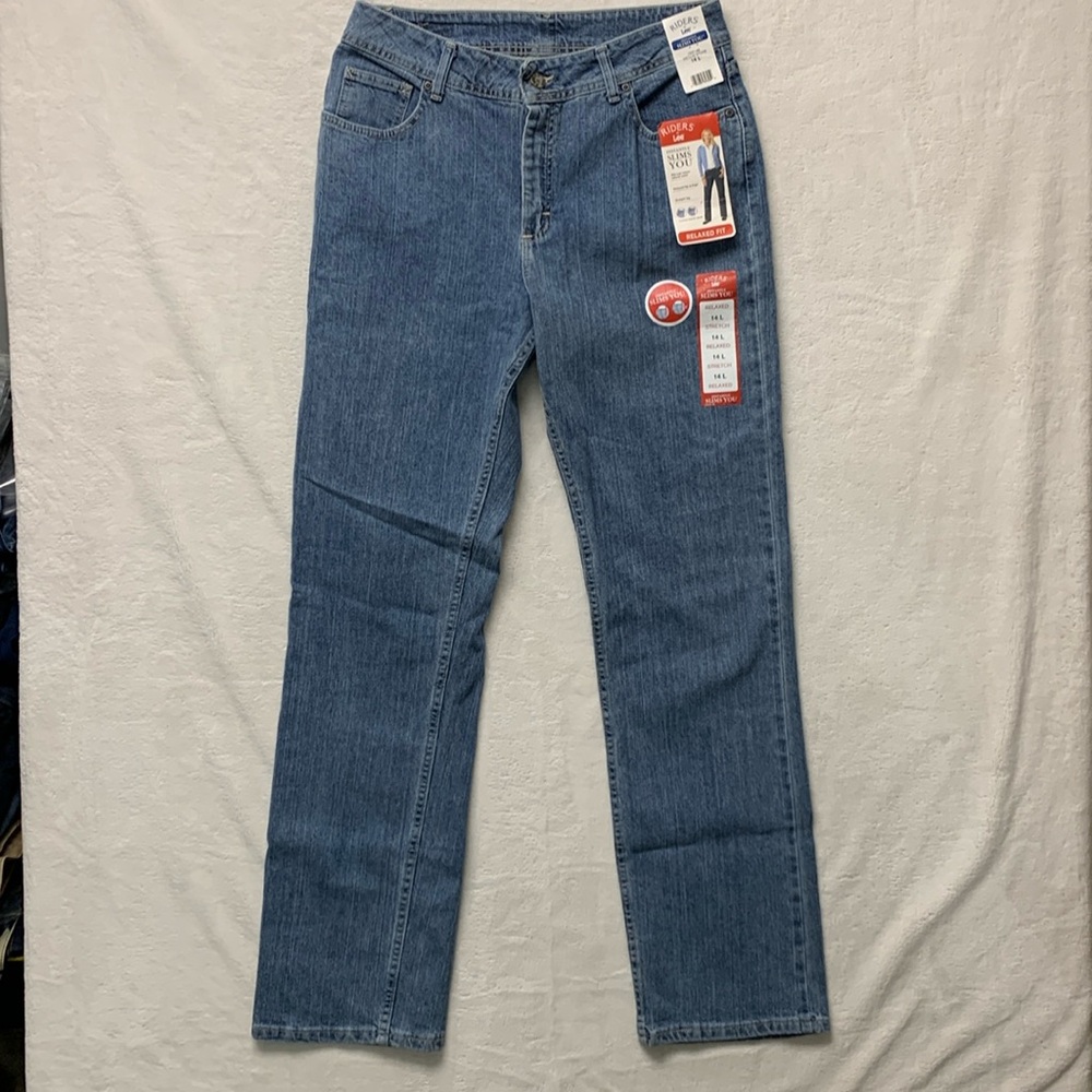 Riders By Lee Relaxed Fit Straight Leg Instantly Slims You Jeans Womens 14 L NEW